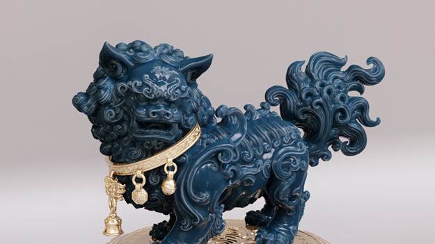 A blue statue of a dog

AI-generated content may be incorrect.